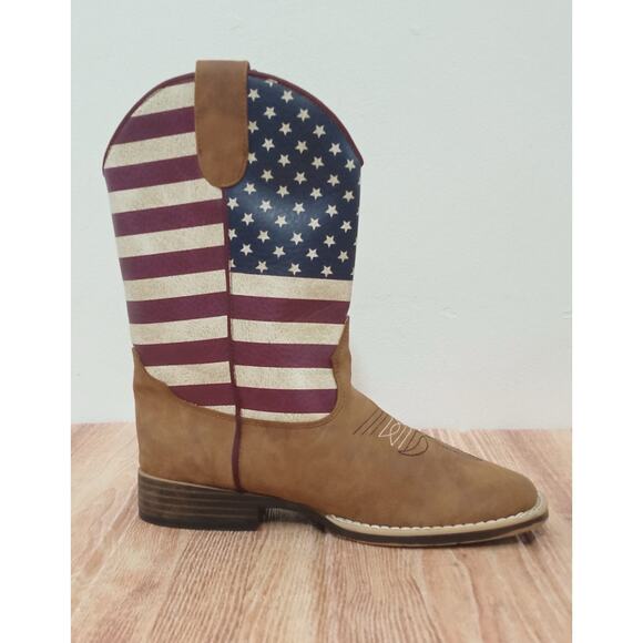 Twister Jacob Boy Kid Boots Zip Side Patriotic Flag Cowboy Size 2 - Picture 2 of 10